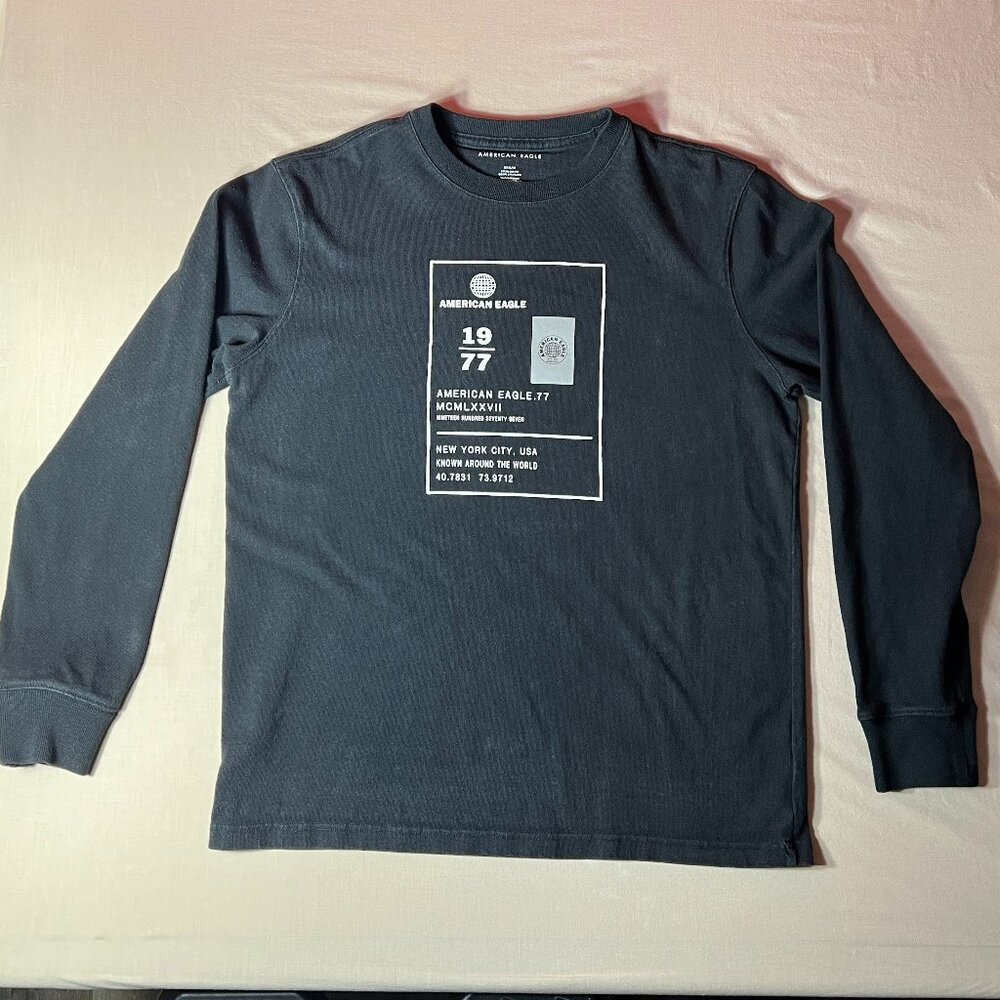 American Eagle Retro Black Long Sleeved Shirt Graphic Design